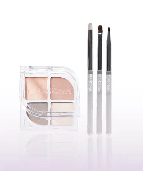 [BLANCDIVA] Aegyo Sal Quad Palette + Makeup Brush Set (3 Pieces) / 애교살 쿼드 팔레트 1EA + 애교살 메이크업 브러쉬 3종 세트