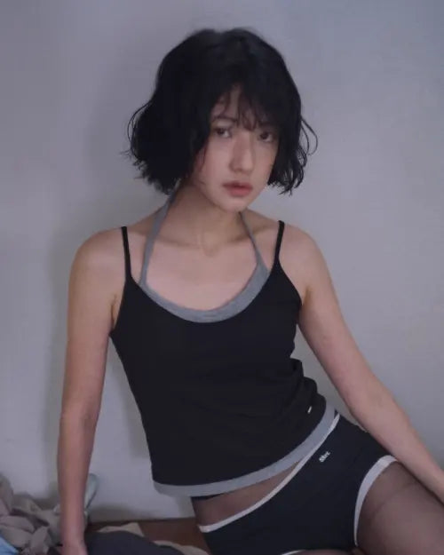 [8FTER] halterneck Layered Bra top - 2Colors / 홀터넥 레이어드 브라탑 - 2Colors