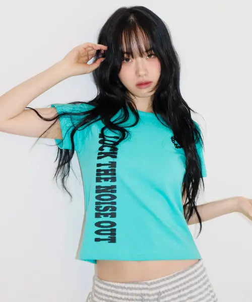 [SLEEKGLOW] Unlock Semi Crop T-Shirt [Mint] / 언락 세미 크롭 티셔츠[민트]