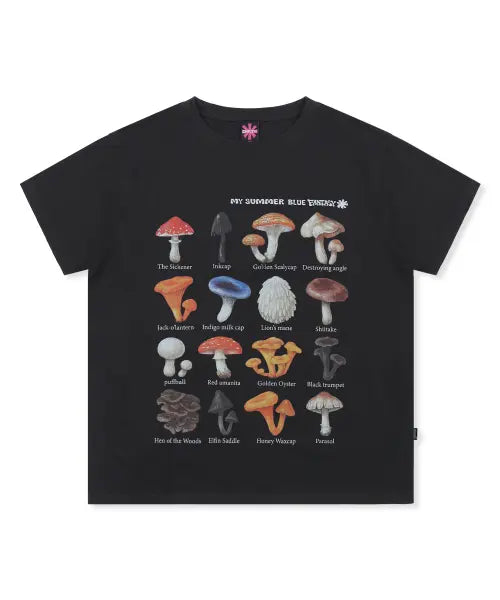 [GLACK] Mushroom Trip T-Shirt (Black) / GZT004 머쉬룸 트립 티셔츠 (BLACK)