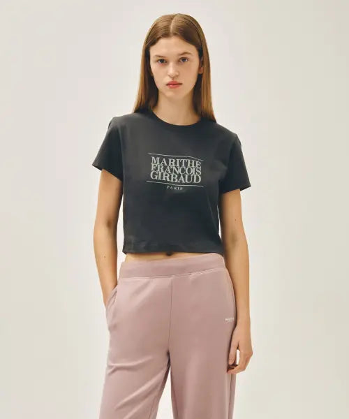 [MARITHÉ + FRANҪOIS GIRBAUD] W CLASSIC LOGO CROP TEE charcoal