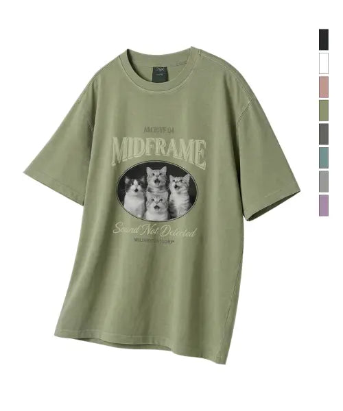 [WILDROCK] Midframe Cat Pigment Overfit Half T-shirts / Midframe Cat 피그먼트 오버핏 반팔 티셔츠 (크롭 포함)