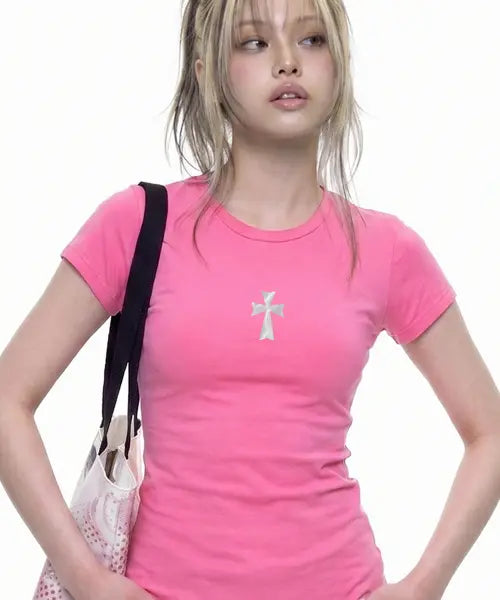 [GRAVER] [WOMAN]CROSS_Baby Tee_3color / [WOMAN]CROSS_베이비티_3color