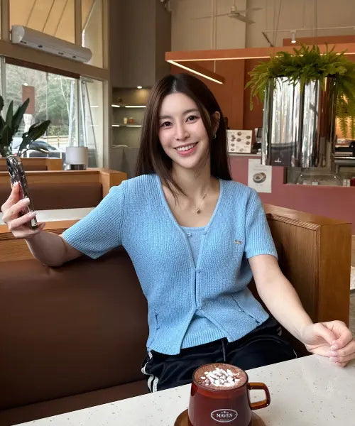 [JUCYJUDY] Knit Half-Sleeve Cardigan Set / 니트탑반팔가디건셋트 JZKT326A