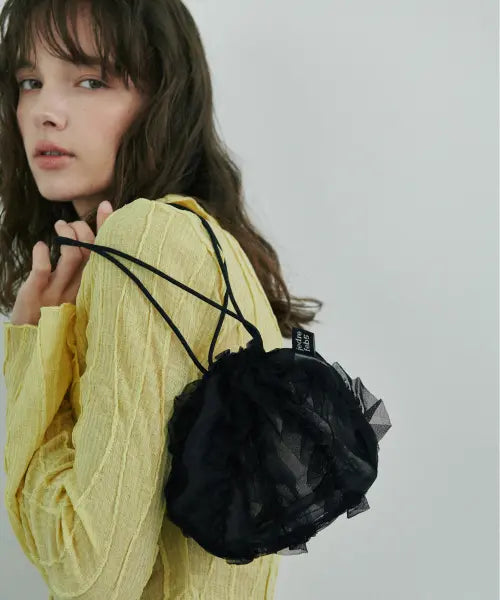 [JEDREFEB5] Sheer Ruffle pouch reversible 2colors / 시어 러플 파우치 리버시블 2컬러