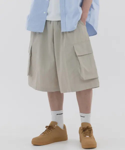[PIANER] 3D Pocket Nylon Bermuda Pants (Light Beige) / 입체 포켓 나일론 버뮤다팬츠 (연베이지)