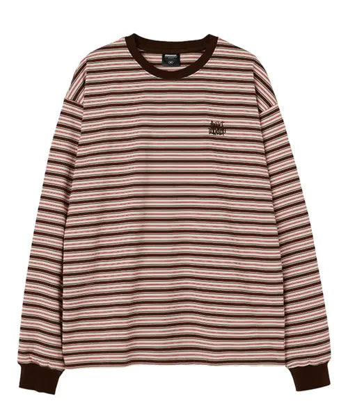 [URBANAGE] Multi Stripe Oversized Long Sleeve_Brown / 멀티 스트라이프 오버핏 롱슬리브_브라운