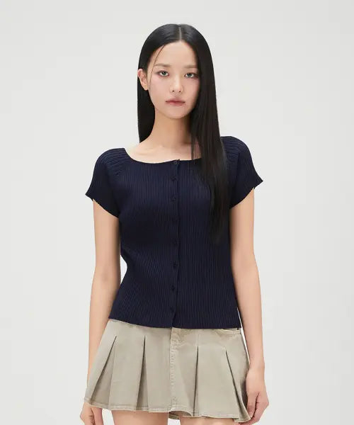 [MIXXO] Boat Neck Cap Sleeve Half Sleeve Cardigan / 보트넥 캡소매 반팔 가디건_MIWCKG603T