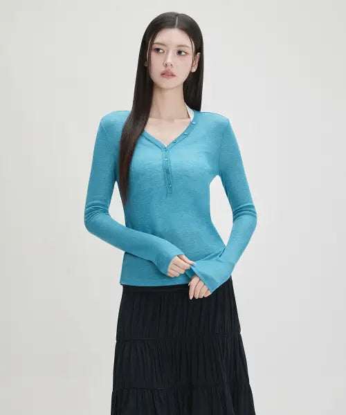 [MIXXO] Button-Up See-Through Long-Sleeve T-Shirt / 버튼업 시스루 긴팔 티셔츠 RE LWG44MS_MIWLWG70QA MIWLWG98QA