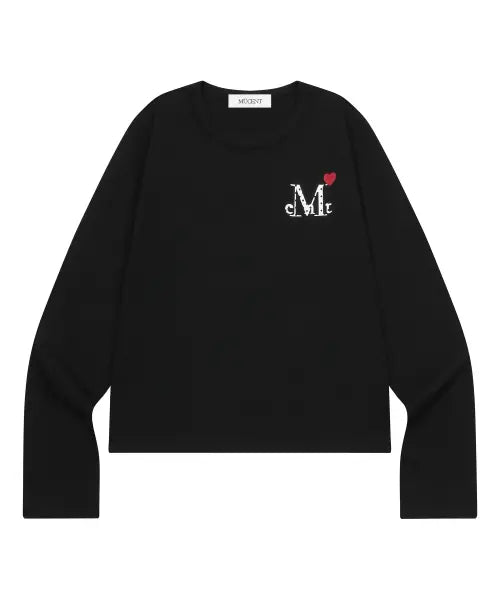 [MUCENT] LOVRITS MINI HEART LOGO LONG SLEEVE T (2Color) / 러브릿츠 미니 하트 로고 긴팔 티 (2컬러)