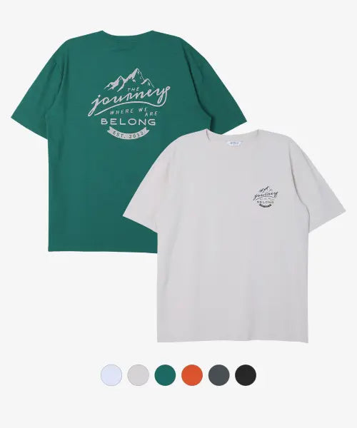 [2ELA] 2-Pack Unisex Mountain Peak Graphic Sorona Round Short-Sleeve T-Shirts (6 Colors) / [2PACK] 남녀공용 마운틴픽 그래픽 소로나 라운드 반팔 티셔츠 6 Colors