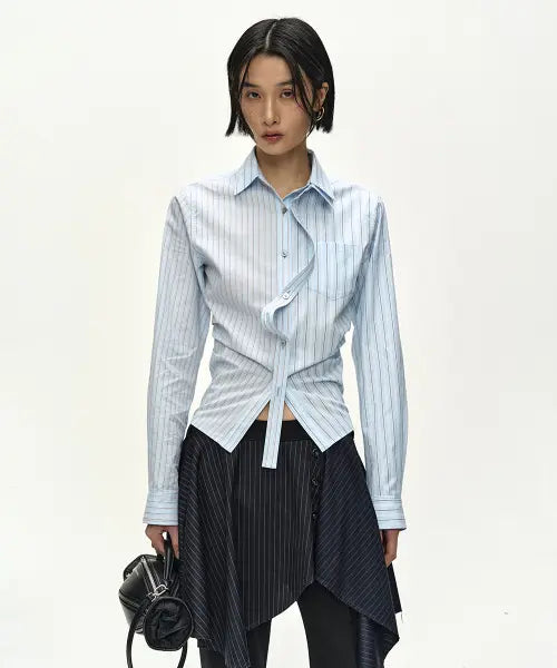 [ADSB ANDERSSON BELL] SPLIT-STRIPE CONTOUR SHIRT (BLUE)