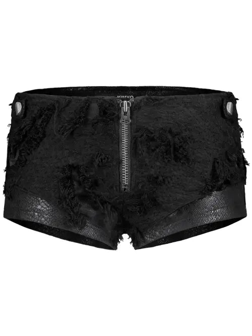 [KIMYO] RAW CUT MICRO SHORTS, BLACK / 로우 컷 마이크로 쇼츠 블랙