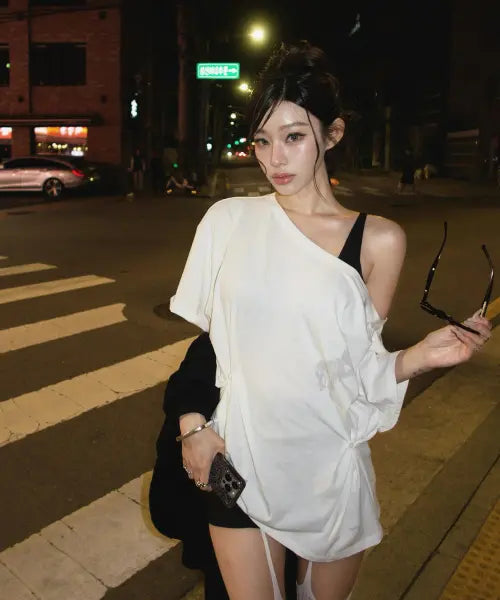 [GIMOR] 2-Way Cut Out Tee White / 2Way Cut Out Tee White