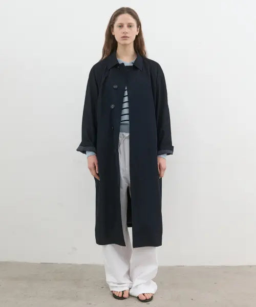 [POSZER] Hidden Button Trench Coat (Navy) / 히든 버튼 트렌치 코트 (네이비)
