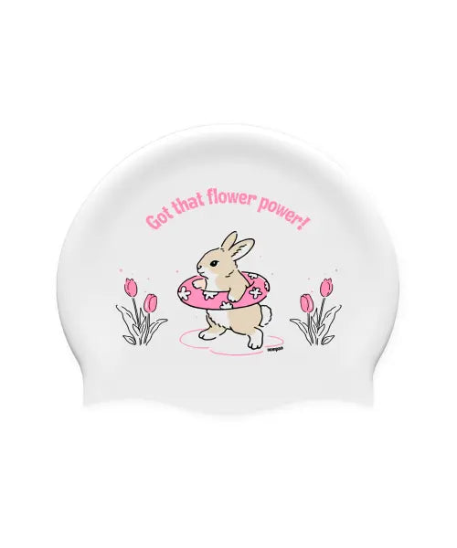 [OOMPAA] Flower Rabbit Silicone Swim Cap / 플라워 래빗 실리콘 수모