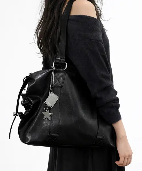 [NP STUDIO] Multi Buckle Leather Cross Shoulder Bag / 남녀공용 멀티 버클 레더 크로스 숄더백