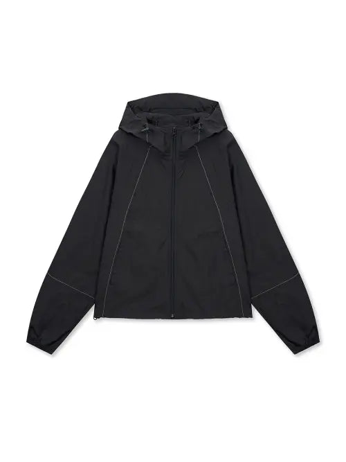 [MATIN KIM] CROPPED BACK LOGO HOODY WIND BREAKER IN BLACK