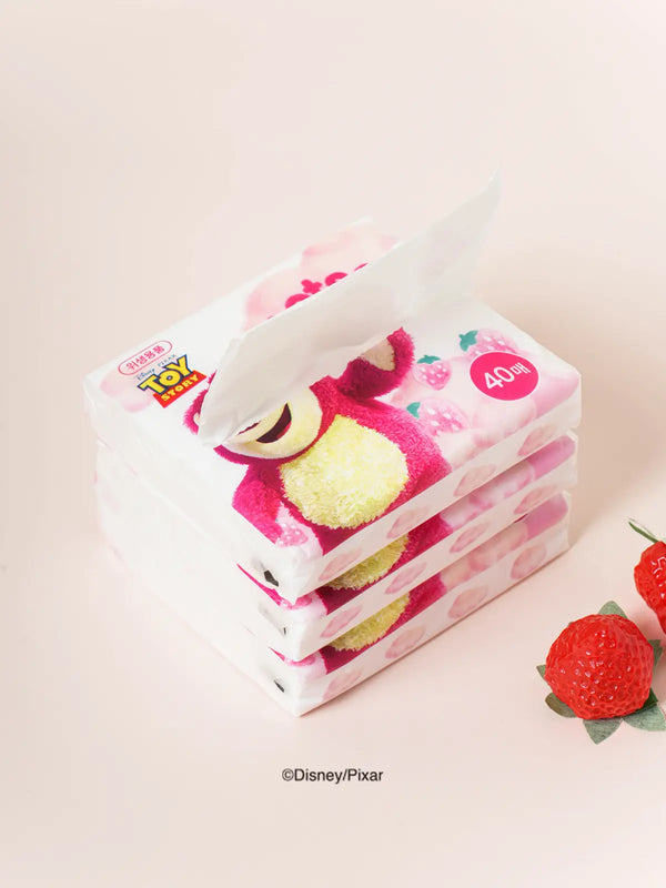 [DAISO] Pixar Toy Story Lotso Square Tissue 3 Packs (40 Sheets Each) / 픽사 토이스토리 랏소 정사각 티슈 40매입 X 3세트
