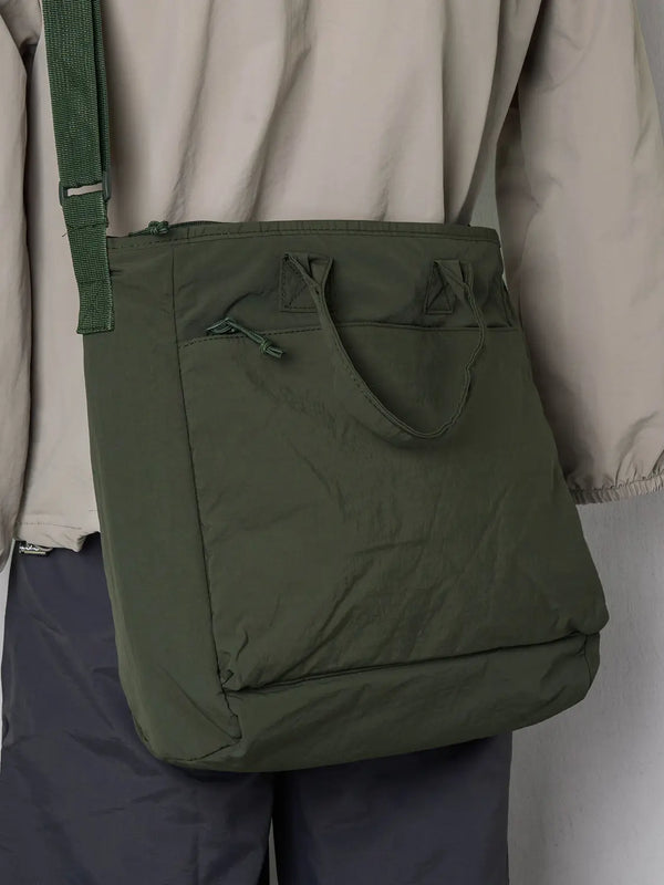[DAISO] Nylon Front Pocket Two-Way Bag Khaki / 나일론 앞 포켓 투웨이백 카키
