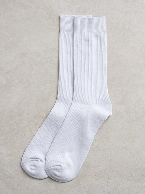 [Monfut] Monfoot Men's Ribbed Long Socks White / 몬풋 남성 골지 장목 양말 화이트