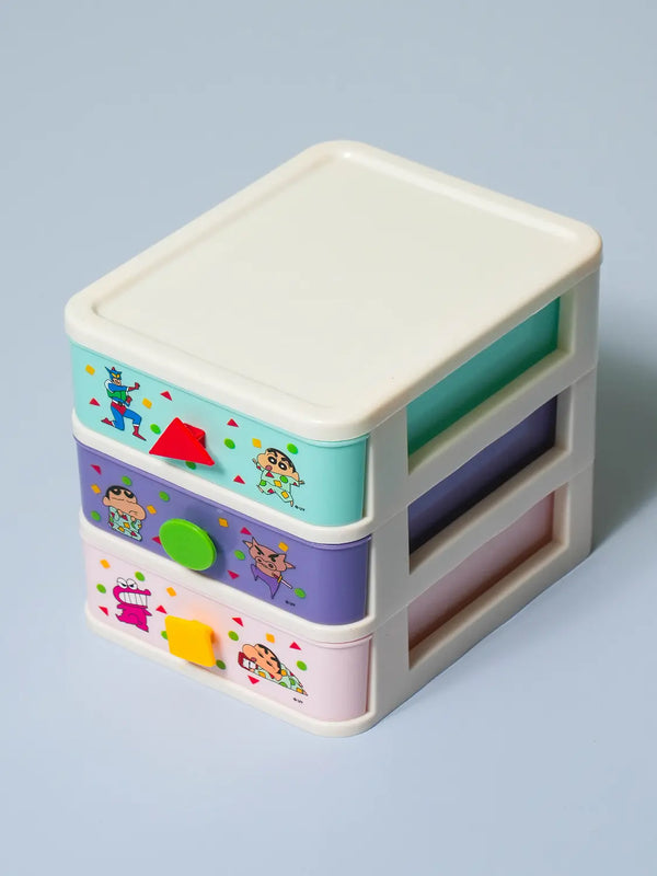 [DAISO] Crayon Shin-chan 3-Drawer Cabinet with Handle / 짱구 손잡이 3칸 서랍장