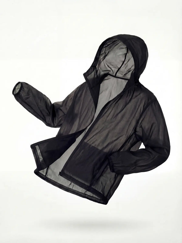 [DAISO] Nylon Lightweight Hooded Zip-Up Windbreaker M Black / 나일론 경량 후드 집업 바람막이 M 블랙