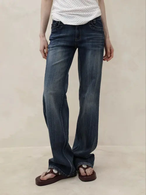[OWNSER] Low Brush Straight Denim Pants (Deep Blue) / 로우 브러쉬 스트레이트 데님 팬츠 (Deep Blue)