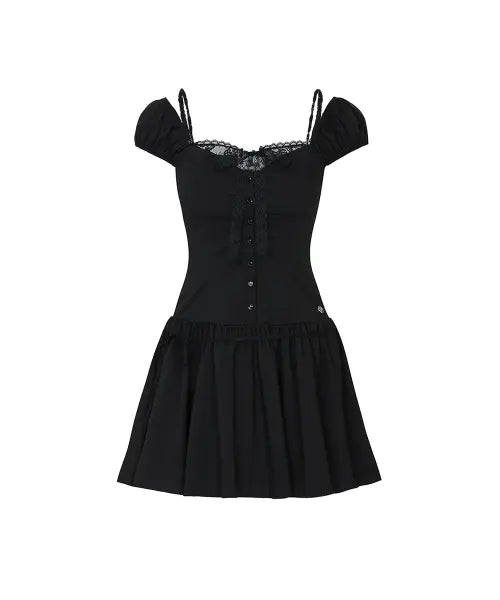 [PAINORPLEASURE] WENDY RIBBON DRESS black