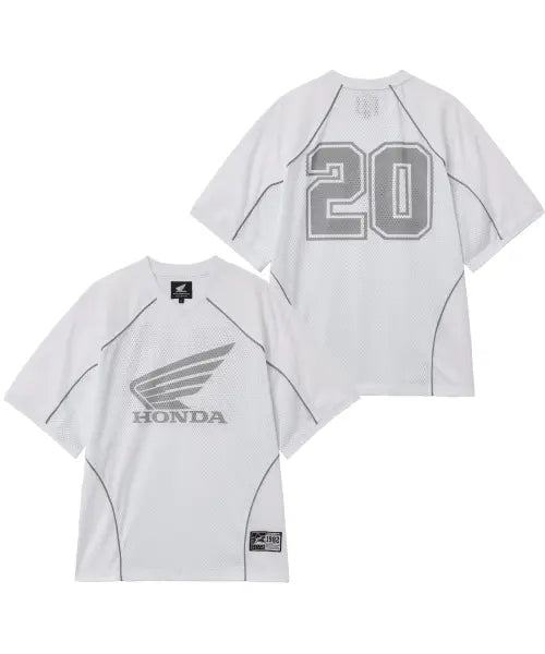 [PHYPS MOTORCYCLE] Mesh Piping Block Motorcycle Short Sleeve White