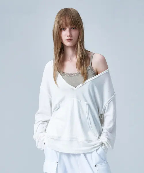 [DEINET] RAW V LONG SLEEVE IN WHITE