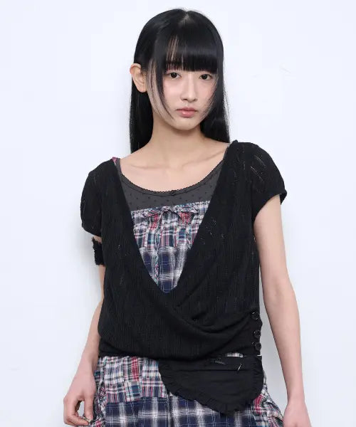 [TUOMIO] LIGHT LAYERED BOLERO [BLACK]