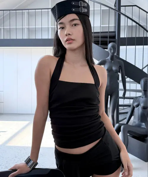 [ODOR] Mellow ribbon top - Black
