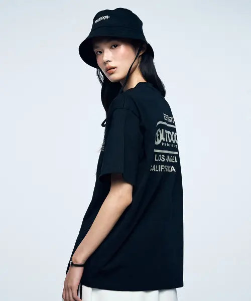 [OUTDOOR PRODUCTS] Oversized Back Logo T-Shirt (Black) / 오버핏 백로고 티셔츠 (블랙)