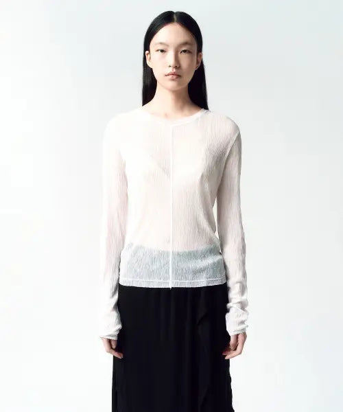 [INSILENCE WOMEN] Sheer Pleats Top WHITE / 쉬어 플리츠 탑 WHITE