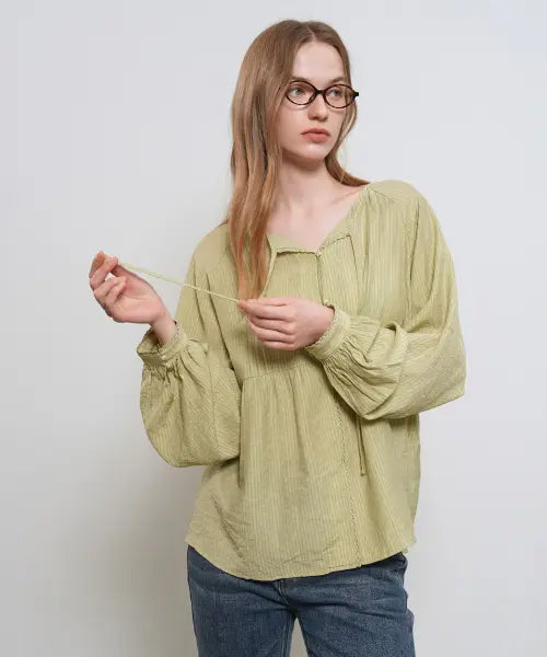 [GENERALIDEA] woman loose fit raglan pin tuck blouse [olive] / 썸머 루즈핏 래글런 핀턱 블라우스 [OLIVE] / GF2LBL514