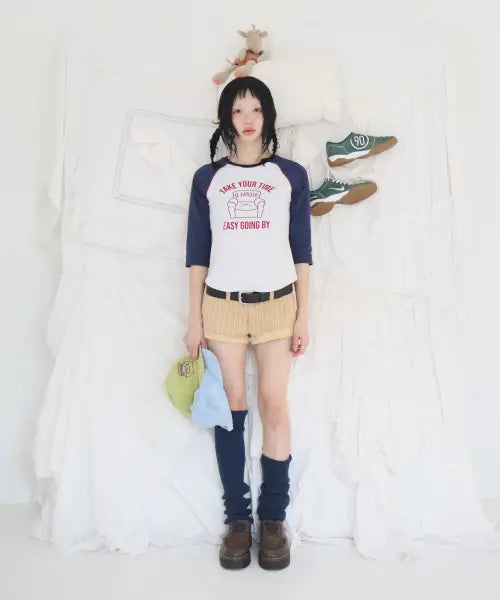 [KIKOZY] Sofa Raglan T-shirt_Navy / 소파 래글런 티셔츠_네이비
