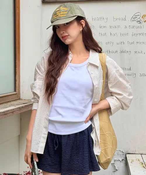 [MIND BRIDGE WOMEN] [ON][W]Seersucker Stripe Shirt - 2color / [ON][W]시어서커 스트라이프 셔츠 - 2color