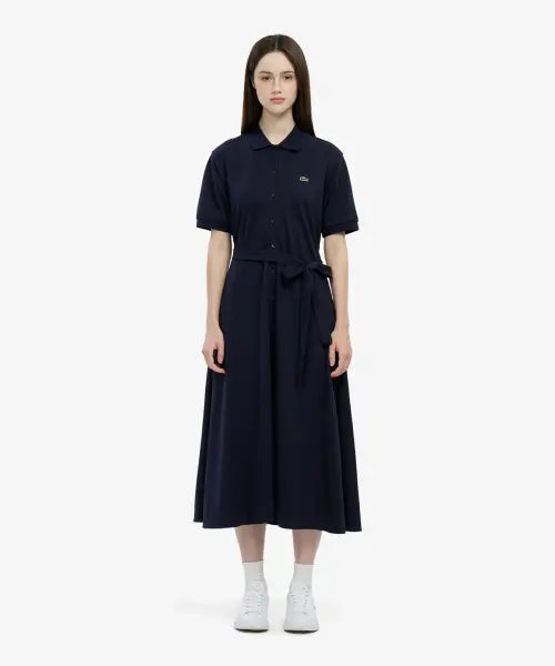 [LACOSTE] Women's Fit & Flare Short Sleeve Pique Dress / 여성 핏앤플레어 반팔 피케 드레스 EF211E-56G HDE
