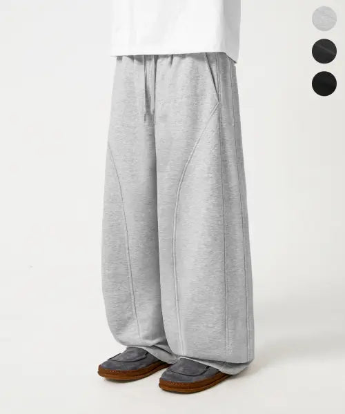 [TRILLION] CURVED SICISION WIDE FIT SWEAT PANTS_3color / (여름원단) 커브드 절개 스웨트 팬츠_3color