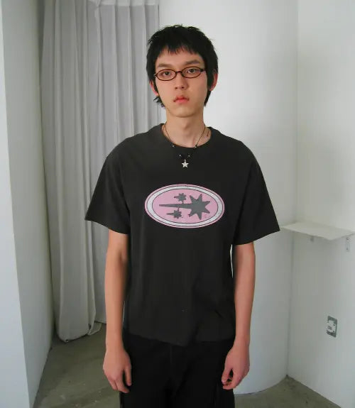 [NICEGHOSTCLUB] OVAL 3STAR LOGO TEE_CHARCOAL(NG2GMUT513A)