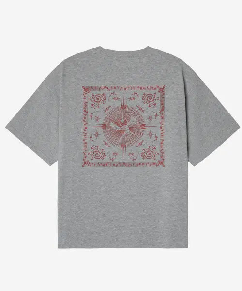 [NODE LABS] DEV:11 BANDANA GRAPHIC T-SHIRT_MELANGE GREY / DEV:11 반다나 그래픽 반팔 티셔츠_멜란지 그레이