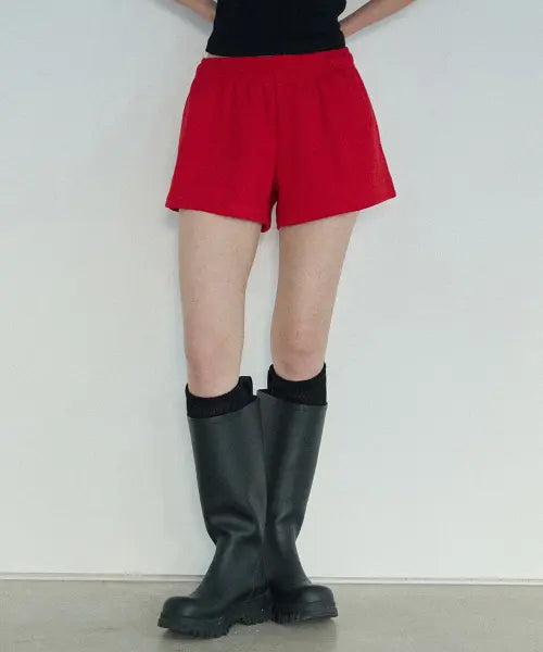 [RENSE] Wide Sweat Shorts Red