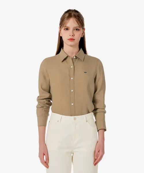 [LACOSTE] Women's Regular Fit Linen Shirt CF005E-56G / 여성 레귤러핏 린넨 셔츠 CF005E-56G 02S