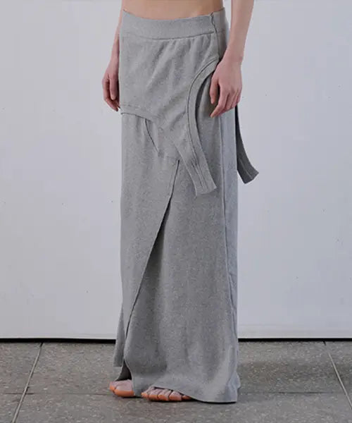 [ORDES] FLIP MAXI JERSEY SKIRT - GREY / 플립 맥시 저지 스커트 - 그레이