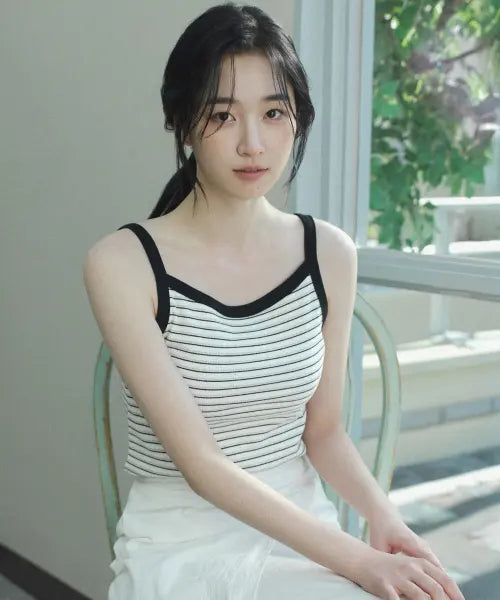 [MIND BRIDGE WOMEN] [W]Ribbed Stripe Top - 2color / [W]보트넥 골지 스트라이프 탑 - 2color