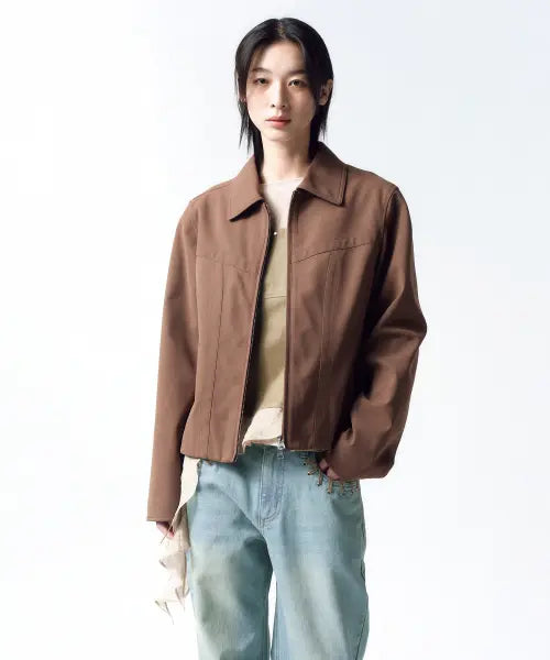 [INSILENCE WOMEN] Vintage Faux Suede Jacket BROWN / 빈티지 포우 스웨이드 자켓 BROWN