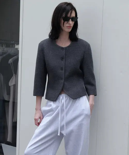 [108POUND] Simply Boucle Jacket_Charcoal