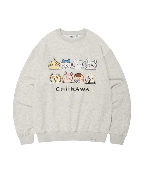 [WACKY WILLY] Collabo Friends Graphic Sweatshirt Light Grey / 먼작귀 친구들 그래픽 맨투맨 라이트그레이