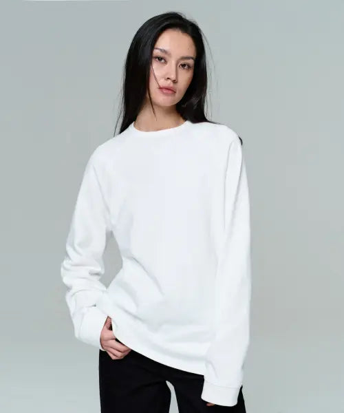 [ERA] UNISEX GARMENT DYED RAGLAN LS T - WHITE